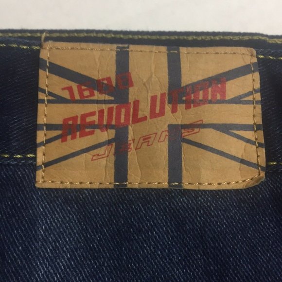 1688 Revolution Jeans Factory Distressed Color Blue Dark Wash Mens Size 38x32 - Picture 2 of 6